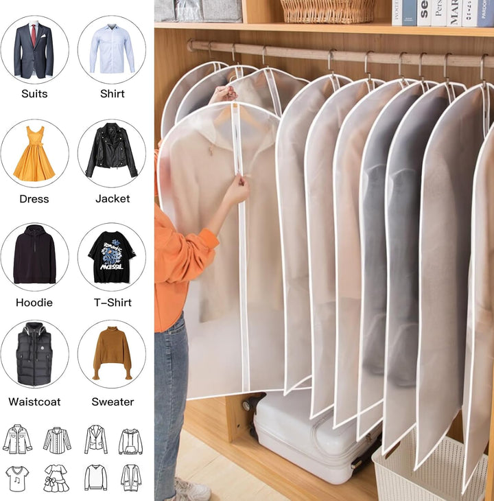 PEVA kledinghoezen set – 24 hangende kledinghoezen in 3 maten