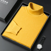 Men's Cashmere Blend Turtleneck Sweater with Ribbed Finish 9