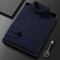 Men's Cashmere Blend Turtleneck Sweater with Ribbed Finish 4