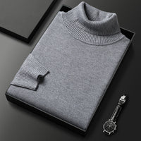 Men's Cashmere Blend Turtleneck Sweater with Ribbed Finish 5