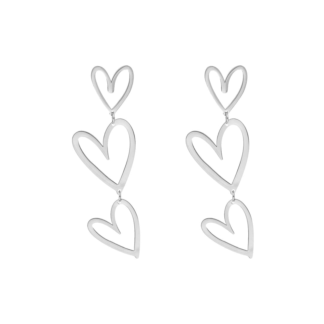 Double heart pendant earrings