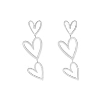 Double heart pendant earrings