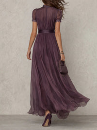 Women's Maxi Dress with Lace Trim and Gathered Waist for Occasions 3
