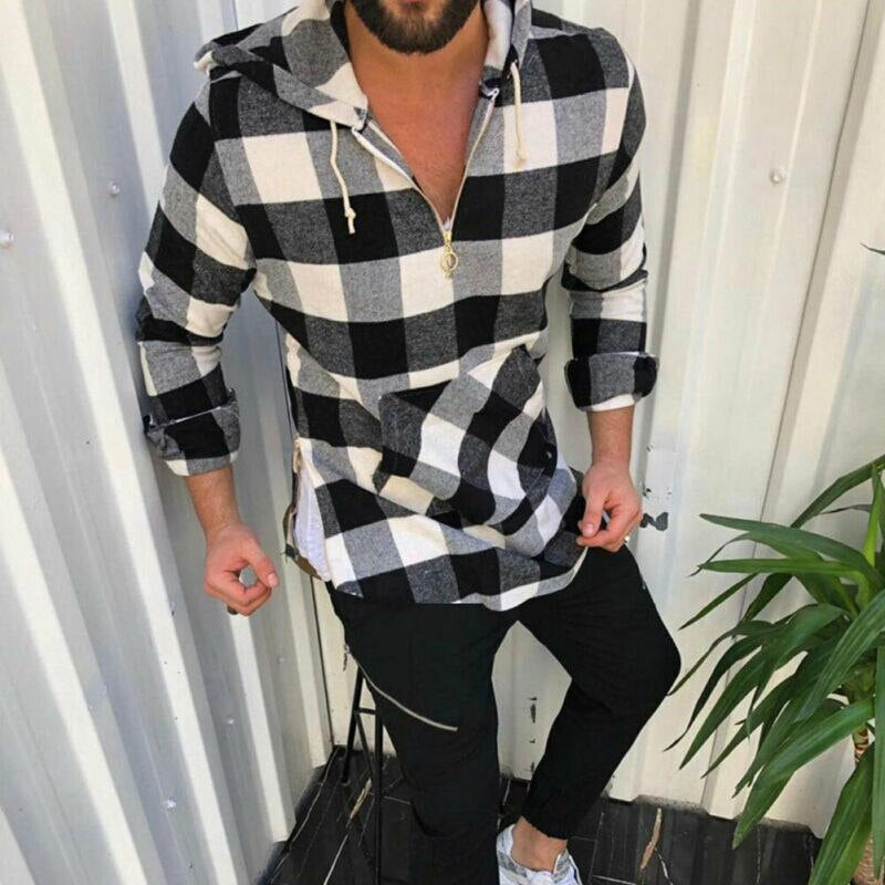 AidansHoodie I Kariertes Hoodie für Herren