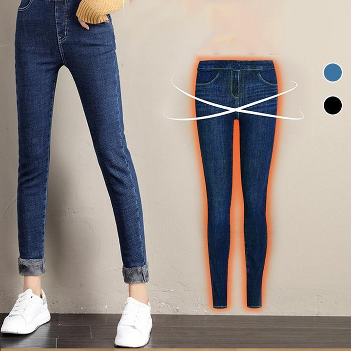 Denim legging with fleece lining