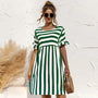 Sommer Schwangerschaft Lockeres gestreiftes Strandkleid mit Rüschenärmeln | Mini-Sommerkleid