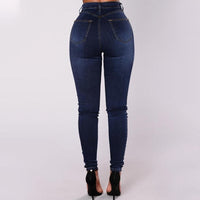 Double-breasted skinny jeans met hoge taille