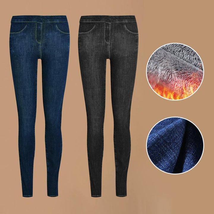 Denim legging with fleece lining