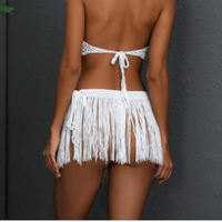 Gefranjerde Hand Gehaakte Gebreide Strandrok | Mini Bikini Cover-Up