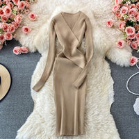 Elegantes Sommergestricktes Bodycon-Kleid | Kurzarm-Pullover-Maxikleid