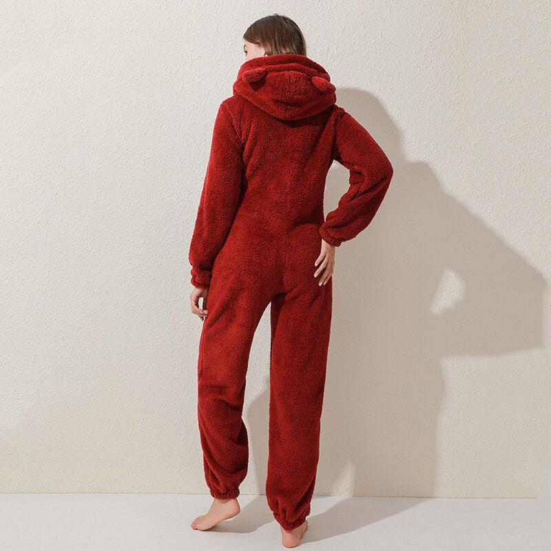 Winter Plush Jumpsuit | Lined Long Sleeve Pajamas
