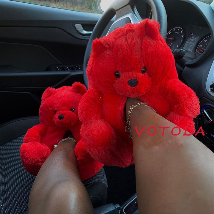 Teddy Bear Plush Slippers Cartoon