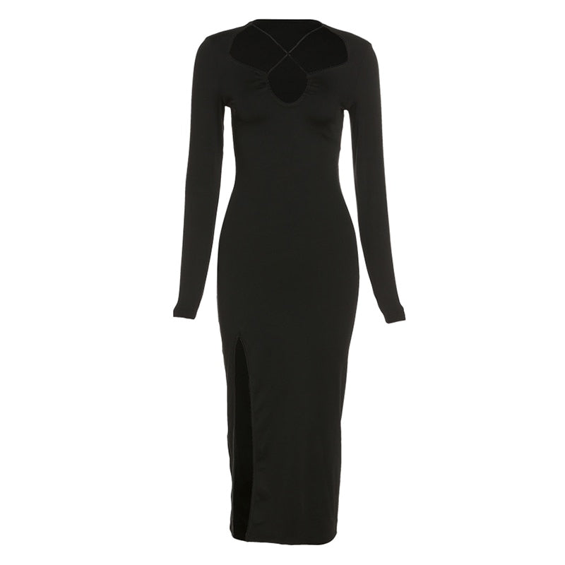 Elegantes Maxikleid | Gekreuzter Ausschnitt | Seitenschlitz