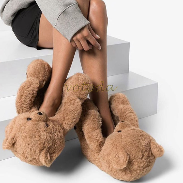 Teddy Bear Plush Slippers Cartoon