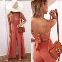 Jumpsuit met Blote Rug en Vaste Bandjes | Wijde Pijp Zomer Playsuit