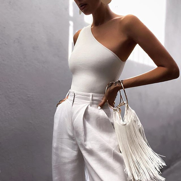 CatootjesTop I One Shoulder Top Voor Dames