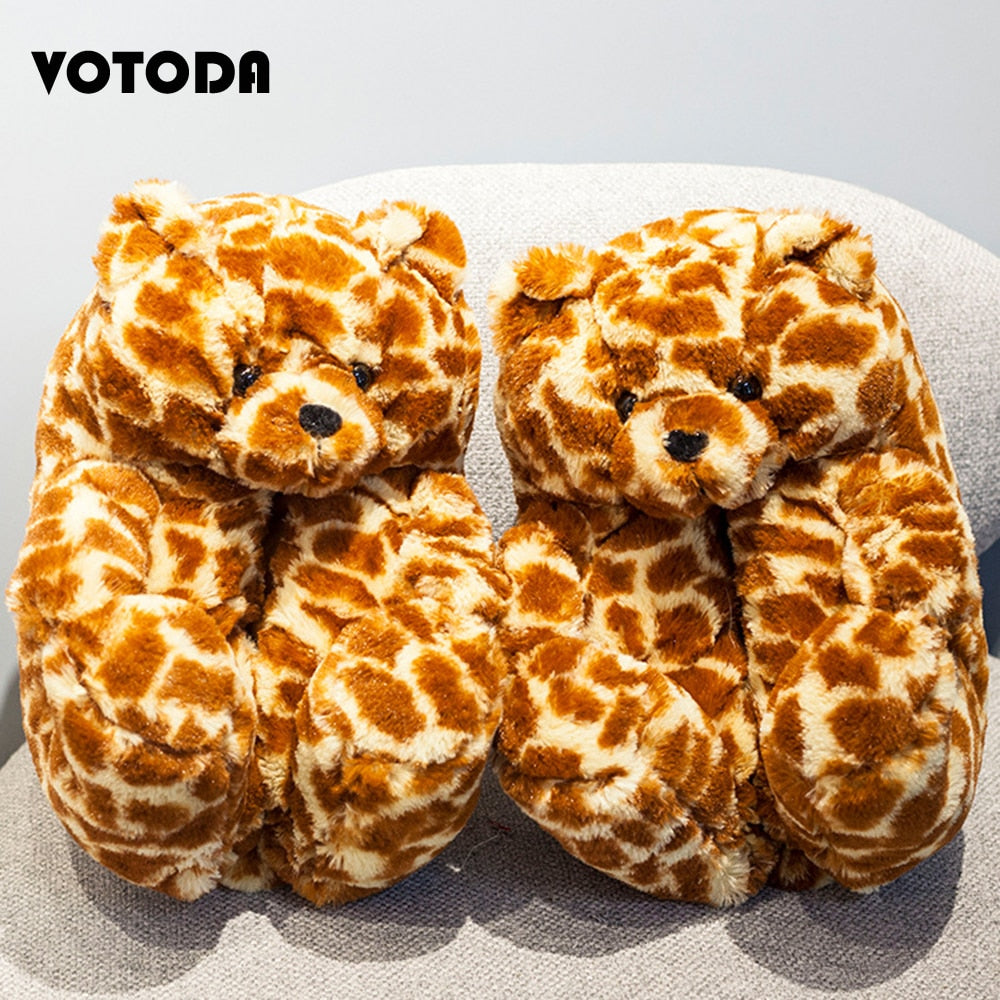 Teddy Bear Plush Slippers Cartoon