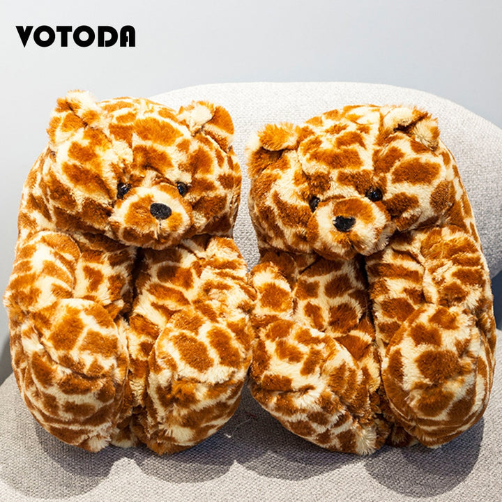 Teddy Bear Plush Slippers Cartoon