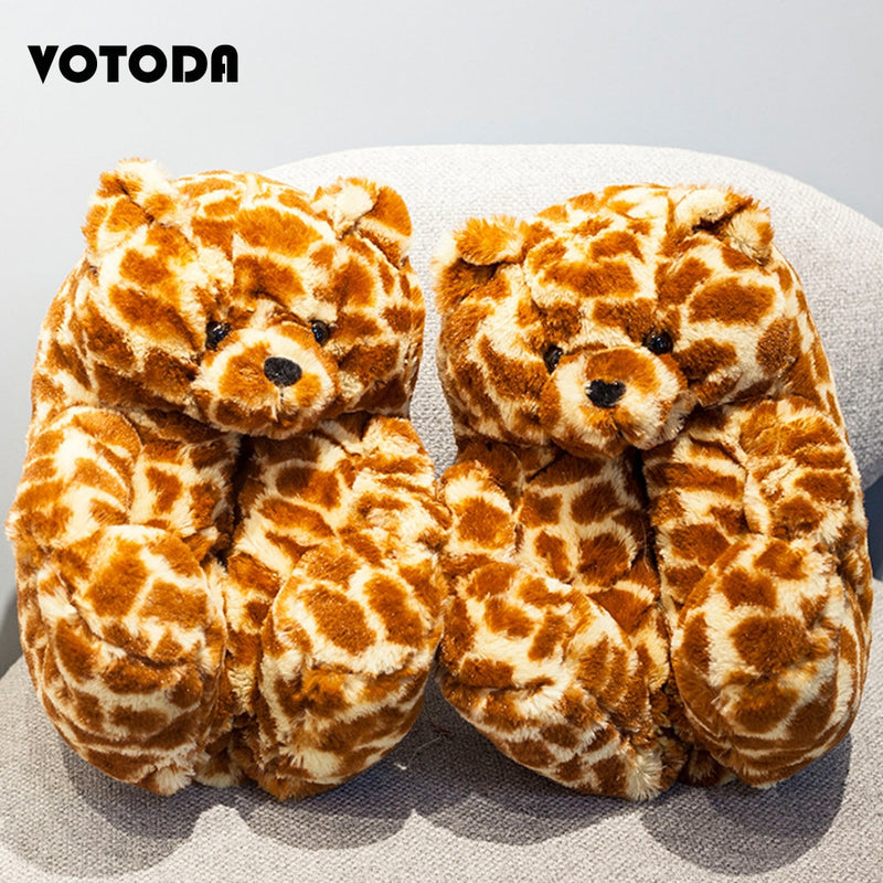 Teddy Bear Plush Slippers Cartoon