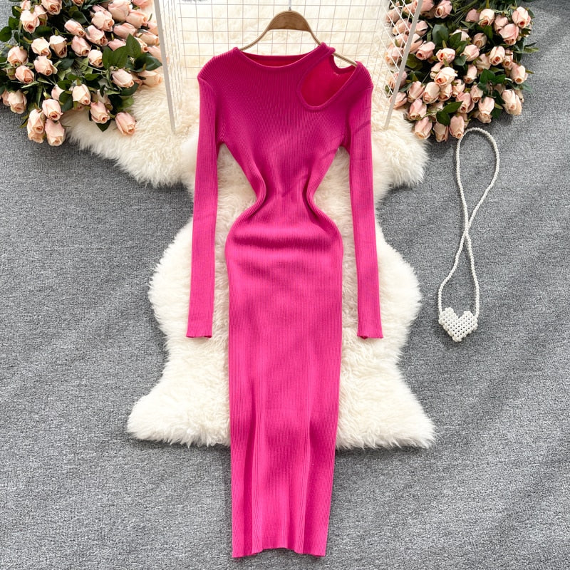 Elegantes schickes Maxikleid | Sexy Hollow-Out Gestricktes Bodycon
