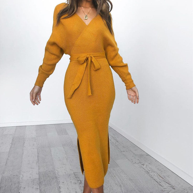 Elegantes Herbst-Winter Bodycon-Minikleid | Schicker Modegestrickter Stil