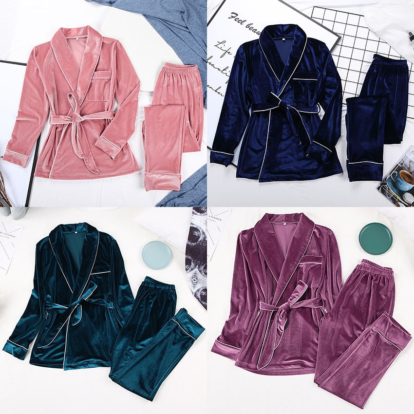 Velvet Pajamas Warm Long Sleeve