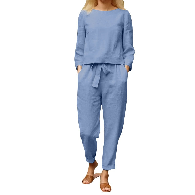 Summer Short Sleeve Blouse & Harem Pants Set | Casual Two-Piece Outfit