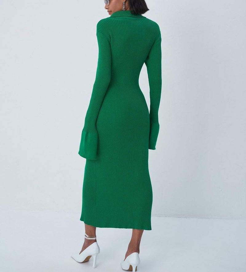 Elegantes Gestricktes Bodycon Kleid mit langen Ärmeln und enger Passform | Winter Freizeitkleidung
