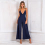 Jumpsuit mit Rückenausschnitt und festen Trägern | Weite Bein Sommer Playsuit