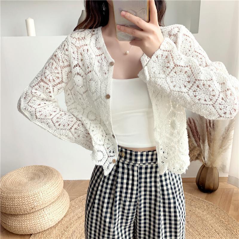 Cotton cardigan with patterns