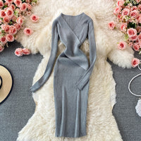 Elegantes Sommergestricktes Bodycon-Kleid | Kurzarm-Pullover-Maxikleid