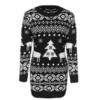 Warme Gebreide Kersttrui | Hertenpatroon Lange Mouw Winterpullover