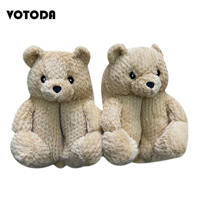 Teddy Bear Plush Slippers Cartoon