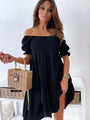 Sexy Rückenfreies Minikleid | Puffärmel Party Strandkleid