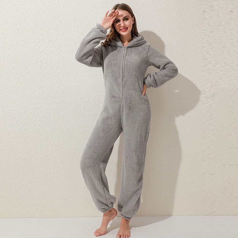 Winter Plush Jumpsuit | Lined Long Sleeve Pajamas