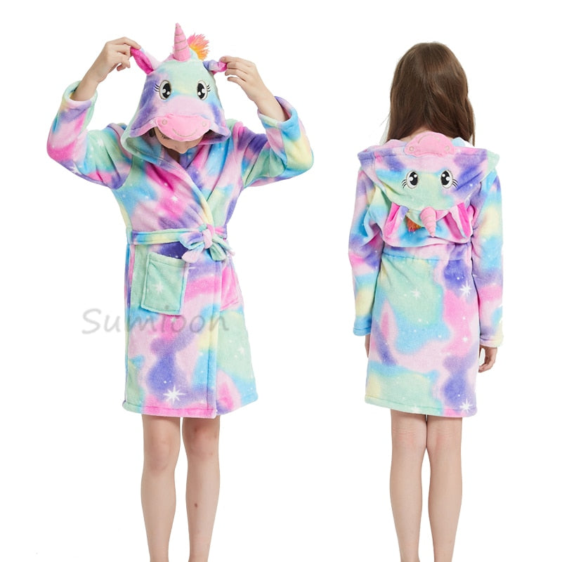 Children's unicorn bathrobe