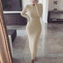 Elegantes Strick-Bodycon-Maxikleid mit langen Ärmeln | Winter Abend Casual