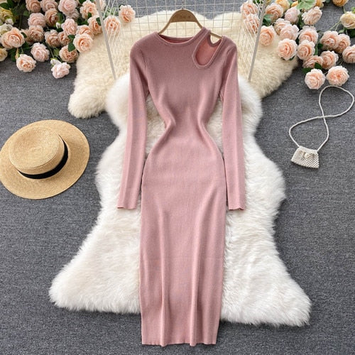 Elegantes schickes Maxikleid | Sexy Hollow-Out Gestricktes Bodycon
