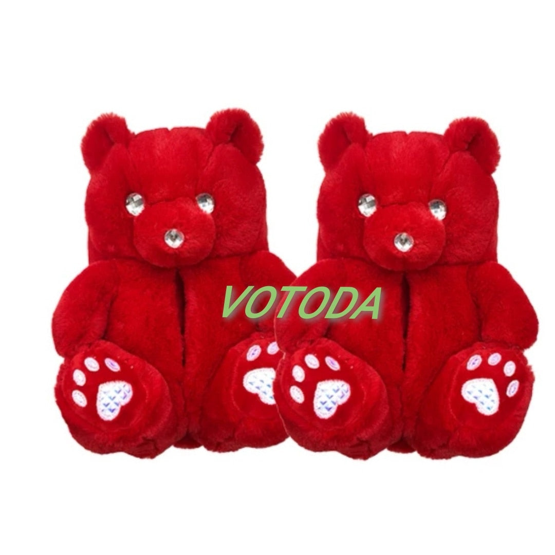 Teddy Bear Plush Slippers Cartoon