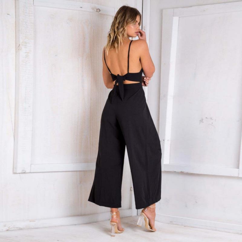 Jumpsuit met Blote Rug en Vaste Bandjes | Wijde Pijp Zomer Playsuit