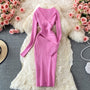 Elegantes Sommergestricktes Bodycon-Kleid | Kurzarm-Pullover-Maxikleid