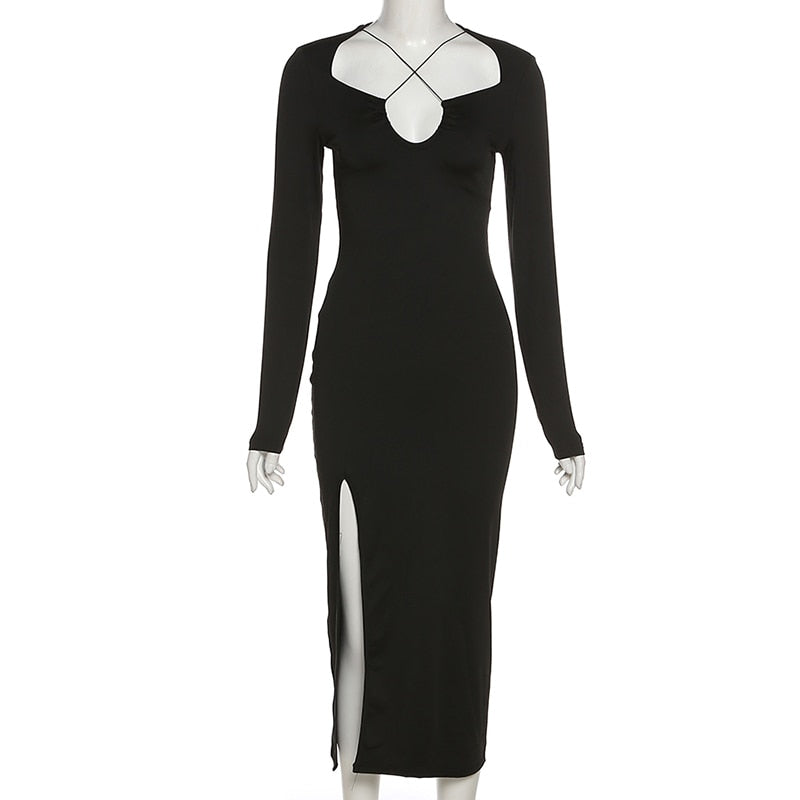 Elegantes Maxikleid | Gekreuzter Ausschnitt | Seitenschlitz