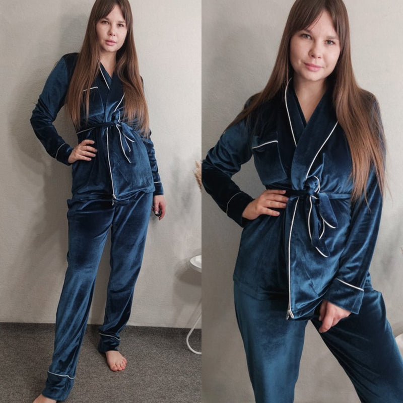 Velvet Pajamas Warm Long Sleeve