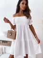 Sexy Rückenfreies Minikleid | Puffärmel Party Strandkleid