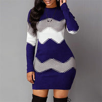 Elegantes gestricktes Bodycon-Kleid für den Frühling | Lange Ärmel O-Ausschnitt Enganliegende Passform