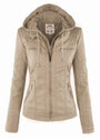 RaysHoodie I Lederjacke mit Kapuze für Damen