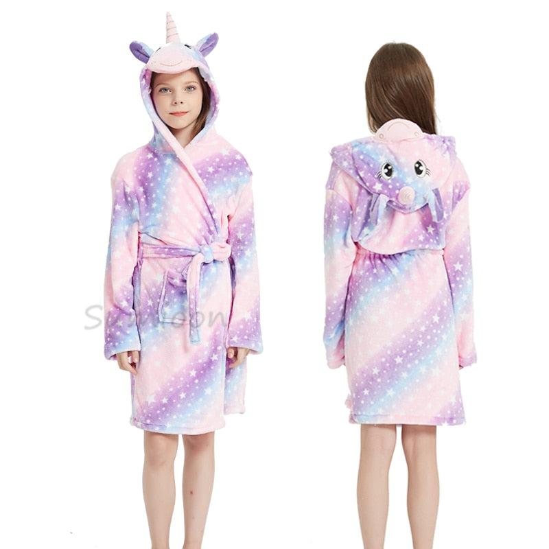 Children's unicorn bathrobe