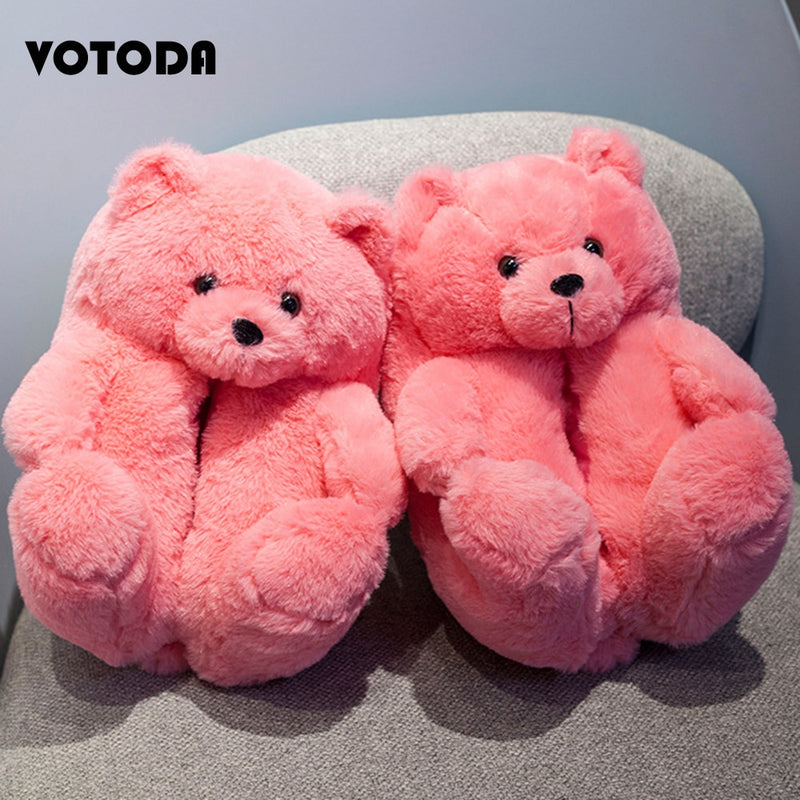 Teddy Bear Plush Slippers Cartoon