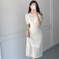 Stilvolles Eis-Seide Strick-Sommer-Casual A-Linien Kleid | Damenmode