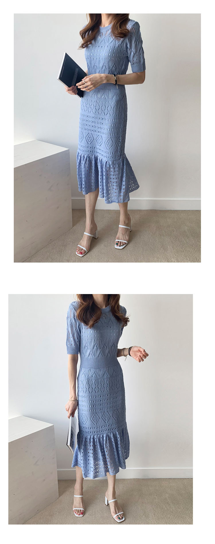 Stilvolles Eis-Seide Strick-Sommer-Casual A-Linien Kleid | Damenmode